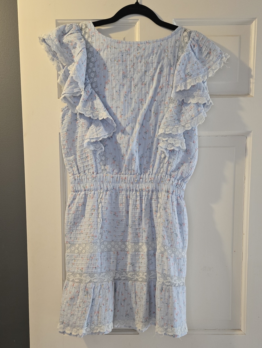 LoveShackFancy Powder Blue Ruffle Mini Dress - Picture 7 of 7